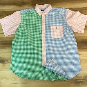 Polo Ralph Lauren Mens 2XB Multi Color Gingham Fun Shirt Short Sleeve Cotton